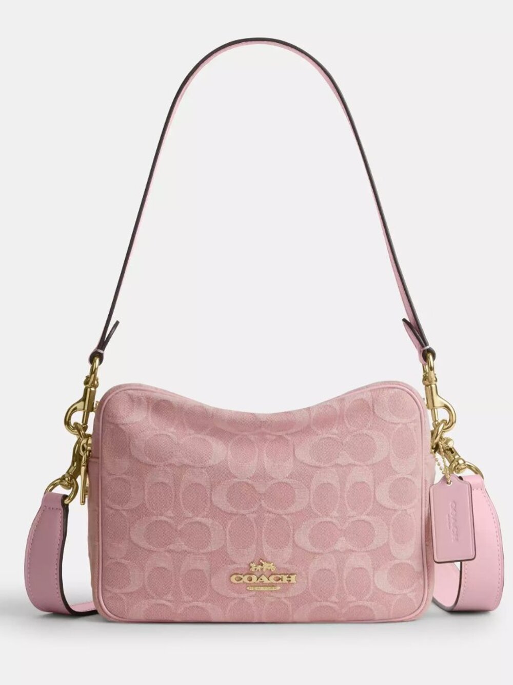 Coach CER69 Carey Shoulder / Crossbody Bag In Signature Pink Denim  NWT